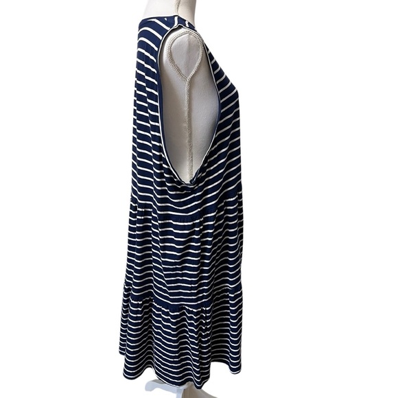 J Crew Factory Sleeveless Stripped Knit Tiered Mini Dress 100% Cotton Size 2X - Picture 3 of 12